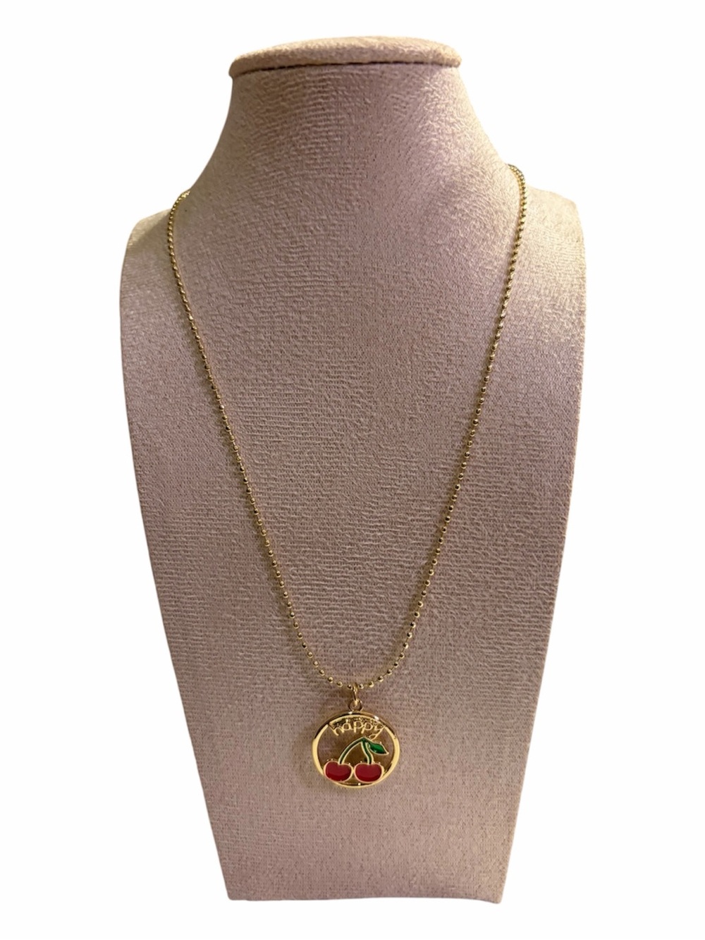 Gold Cherry Pendant Necklace - Gold Plated